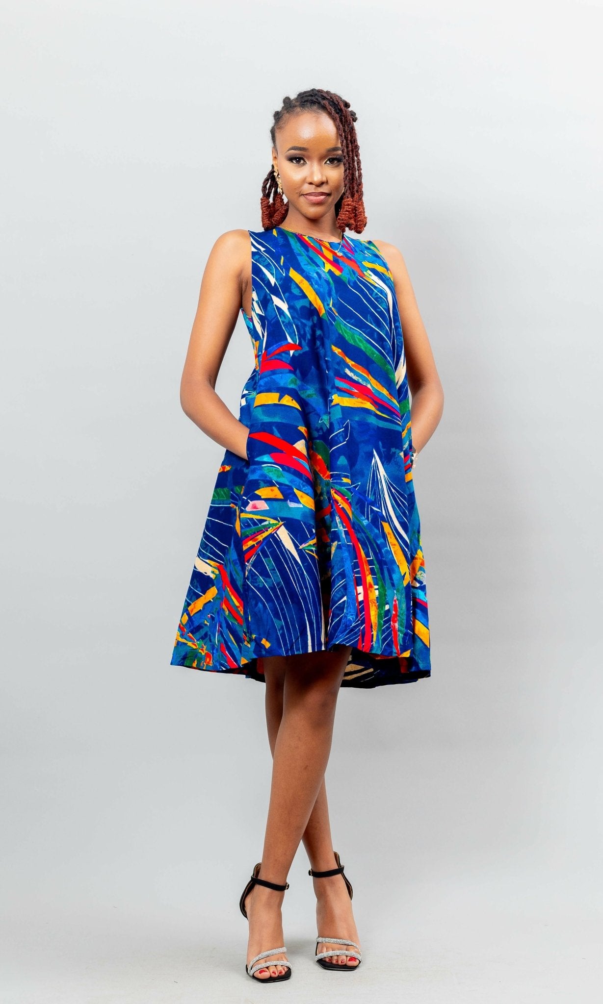 Afriwia Hazel Mini Dress - Ankara Print - Shopzetu