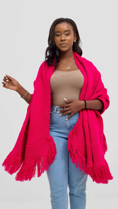 Anel's Diamond Poncho - Hot Pink - Shopzetu