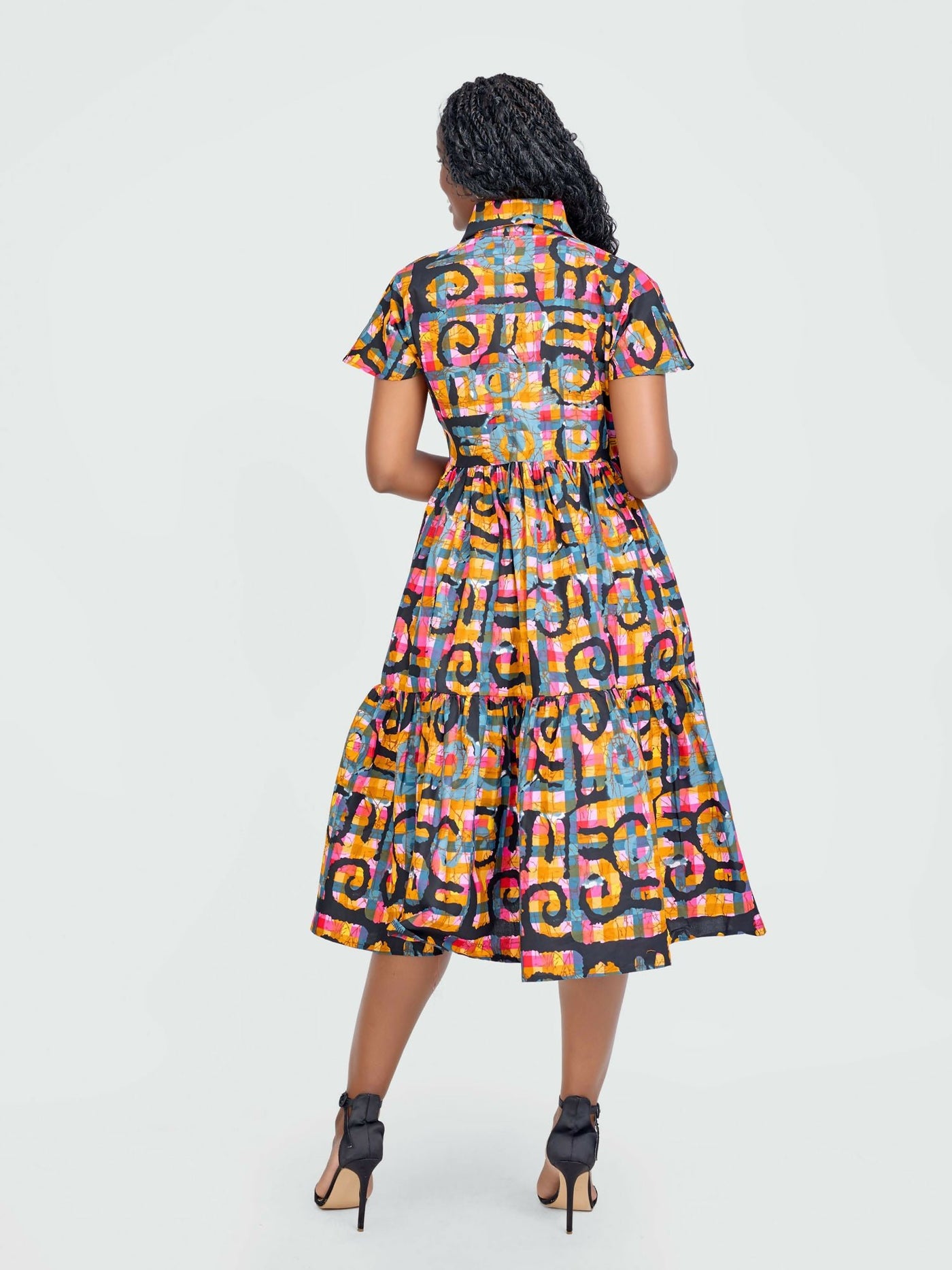 Tuli Kiara Tiered Ankara Baby Doll Dress - Muticoloured Print - Shopzetu