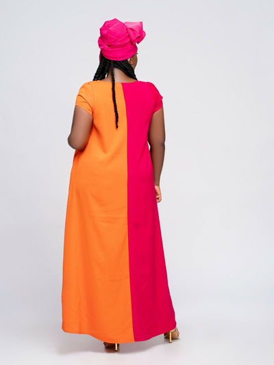 Zia Africa "Golden Hour" Two Toned Dress - Orange / Pink - Shopzetu