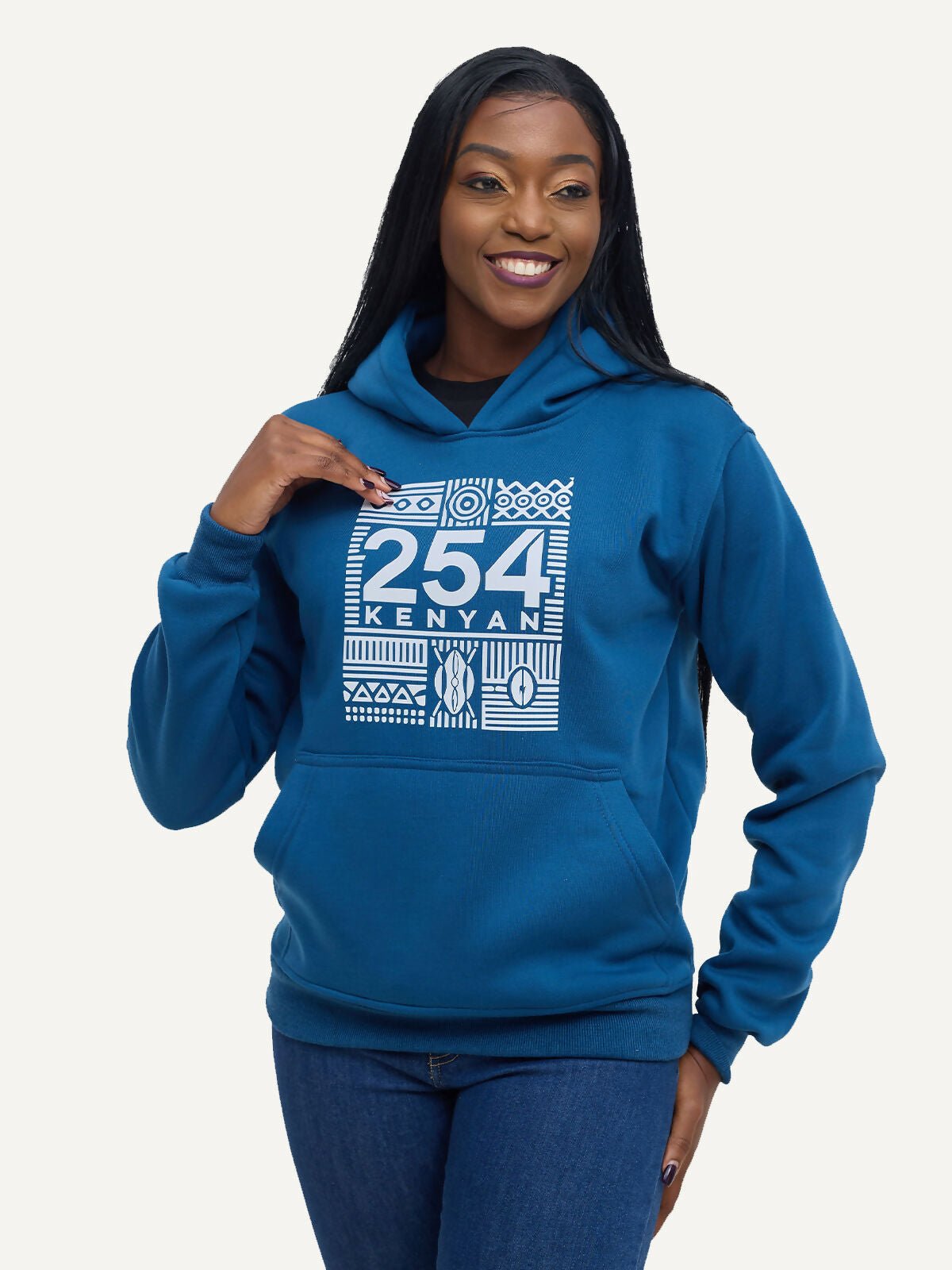 Kitu Kali Graphic With 254 Hoodies - Petrol Blue - Shopzetu