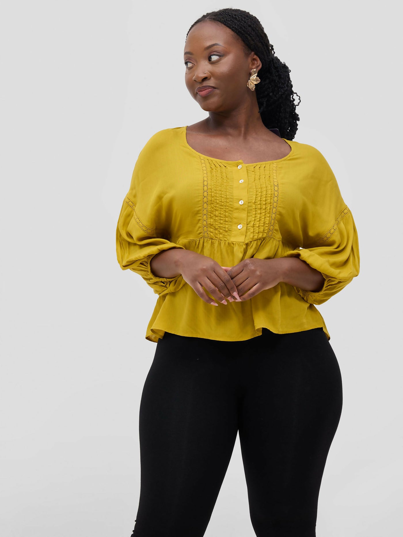 Zuana Comfortable Cotton Top - Mustard - Shopzetu