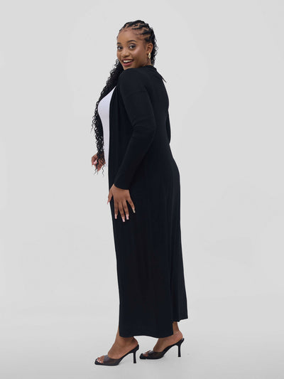 Stylish Sisters Flowy Cotton Kimono - Black - Shopzetu