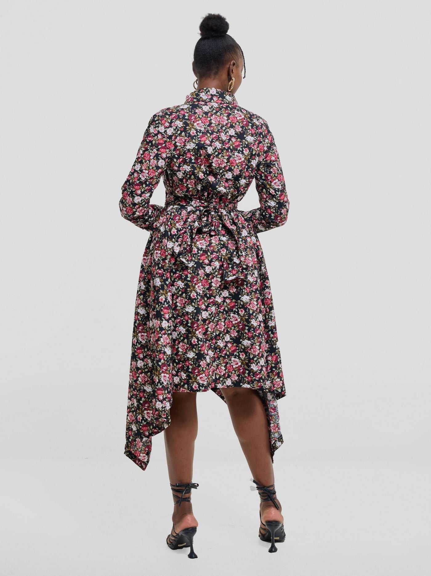 The Textile Loft Handkerchief Dress - Black Floral - Shopzetu