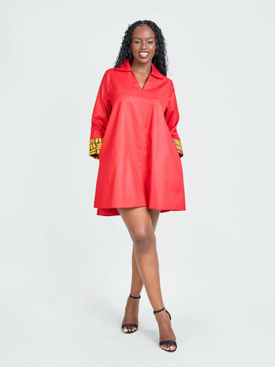 Tuli Zuri Shift Dress - Red - Shopzetu