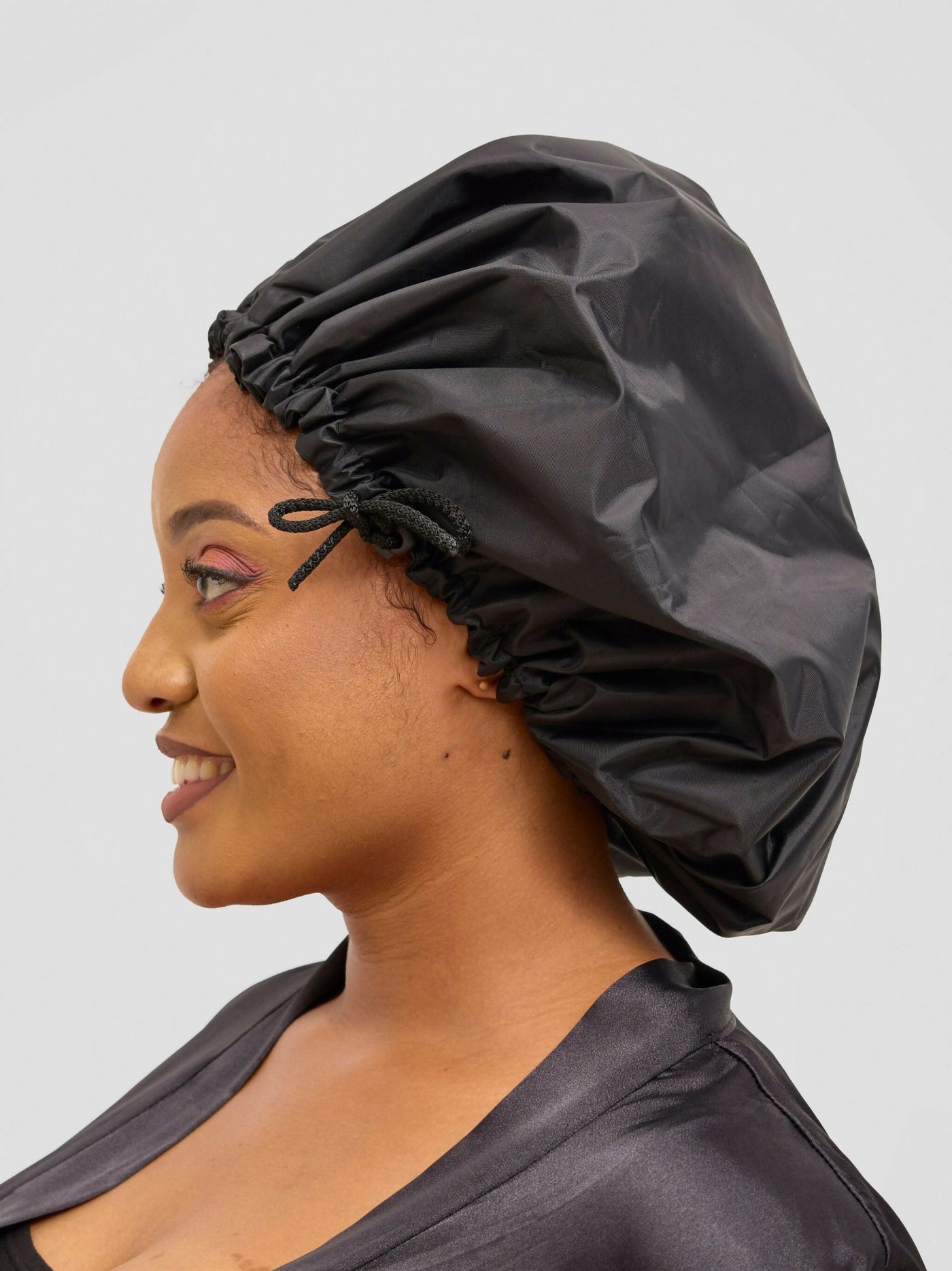 Satin Revolution Satin Lined Shower Bonnet - Black - Shopzetu