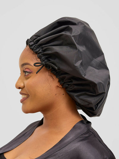 Satin Revolution Satin Lined Shower Bonnet - Black - Shopzetu
