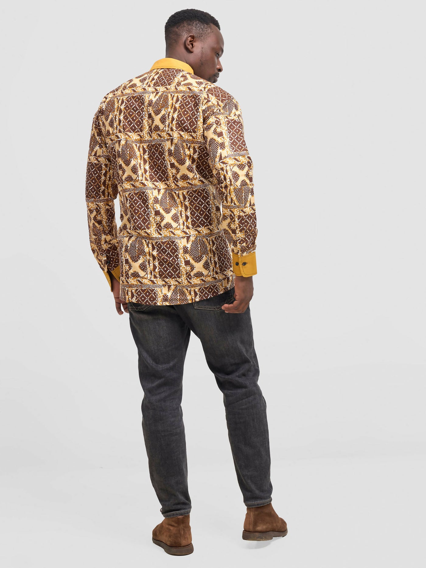 Mendilines Warm African Shirt - Brown Print - Shopzetu