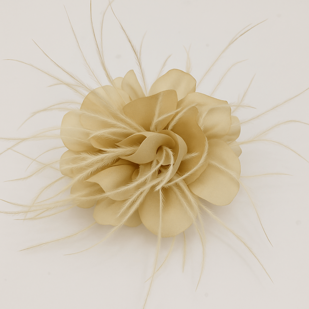 Accessorize With Style Feather Brooch - Beige - Shopzetu