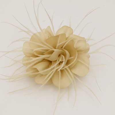 Accessorize With Style Feather Brooch - Beige - Shopzetu