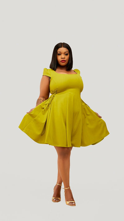 Plainchic Bellah Skater Dress – Lime Green - Shopzetu