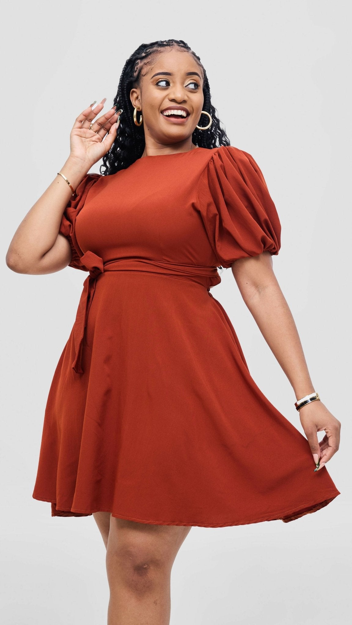 Elan CocoAfrike Arabella Aline Dress - Rust - Shopzetu