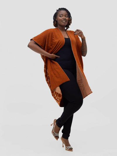 Anel’s Knitwear Sahara Poncho - Rust - Shopzetu