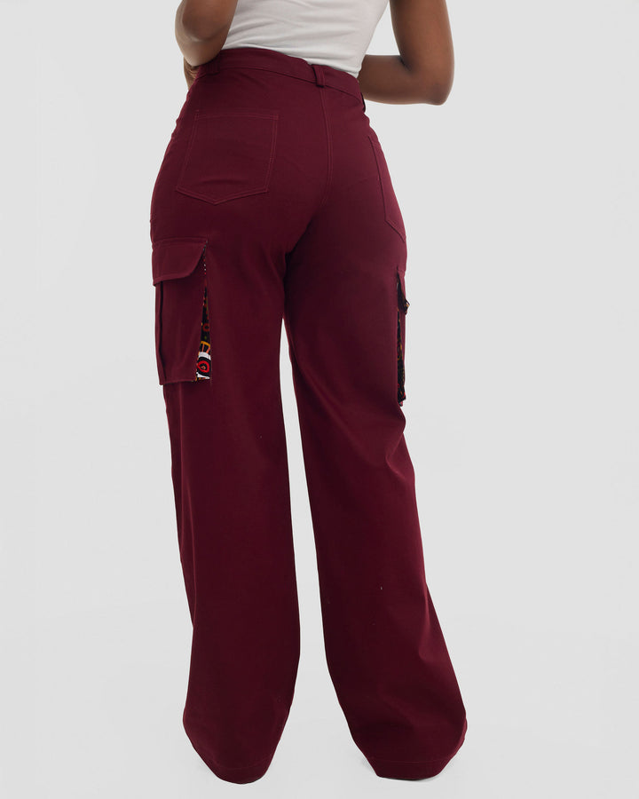 Home of Calor wide leg Baggy Side Pocket Pant - Maroon