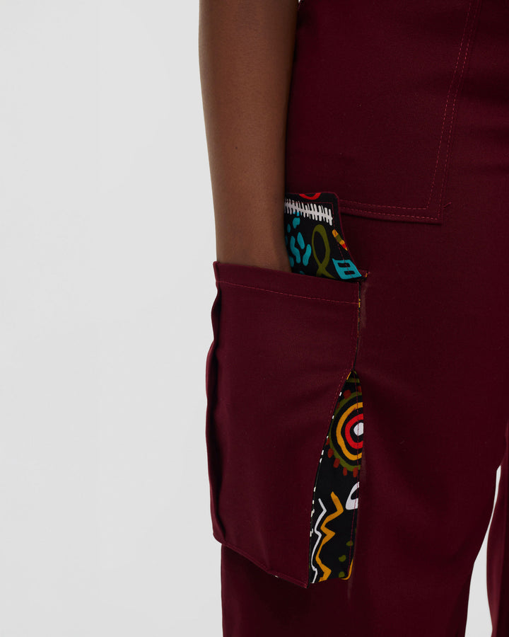 Home of Calor wide leg Baggy Side Pocket Pant - Maroon