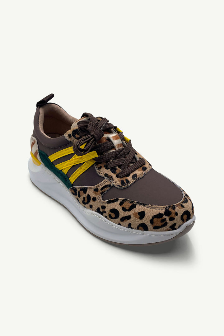 Julz Wade Sneaker - Brown Leopard / Yellow