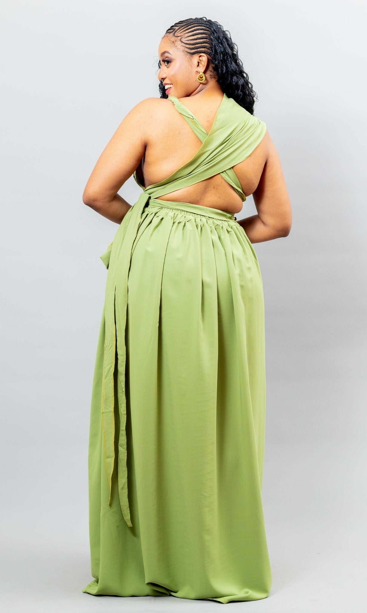 African Yuva Meadow Dress - Green - Shopzetu