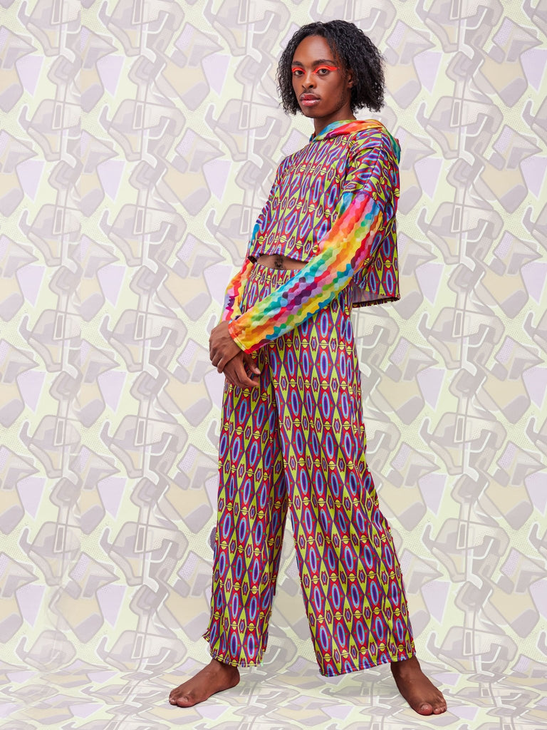 Zoya X Bold Hoodie Print Crop Top - Geometric / Rainbow Print - Shop Zetu Kenya