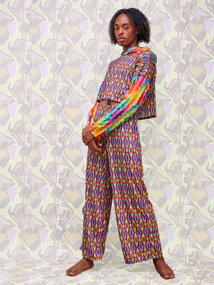 Zoya X Bold Hoodie Print Crop Top - Geometric / Rainbow Print - Shop Zetu Kenya