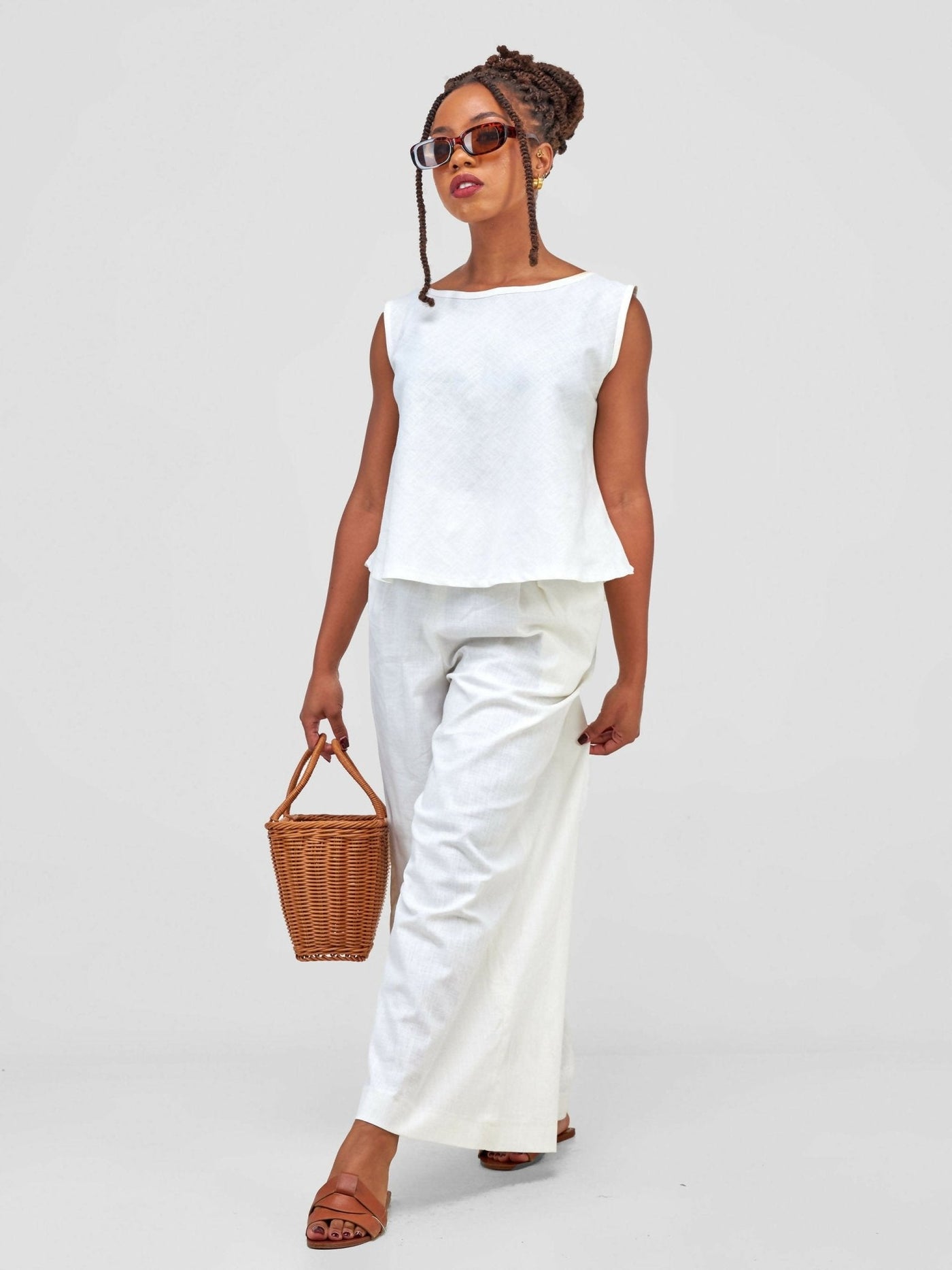 WSC Pambo Izulu Epiya Pants Set - Cream White Print - Shopzetu
