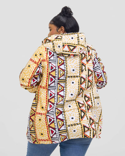 Gravio Fashions Golden Tribal Hoodie Jacket - Cream / Yellow - Shopzetu