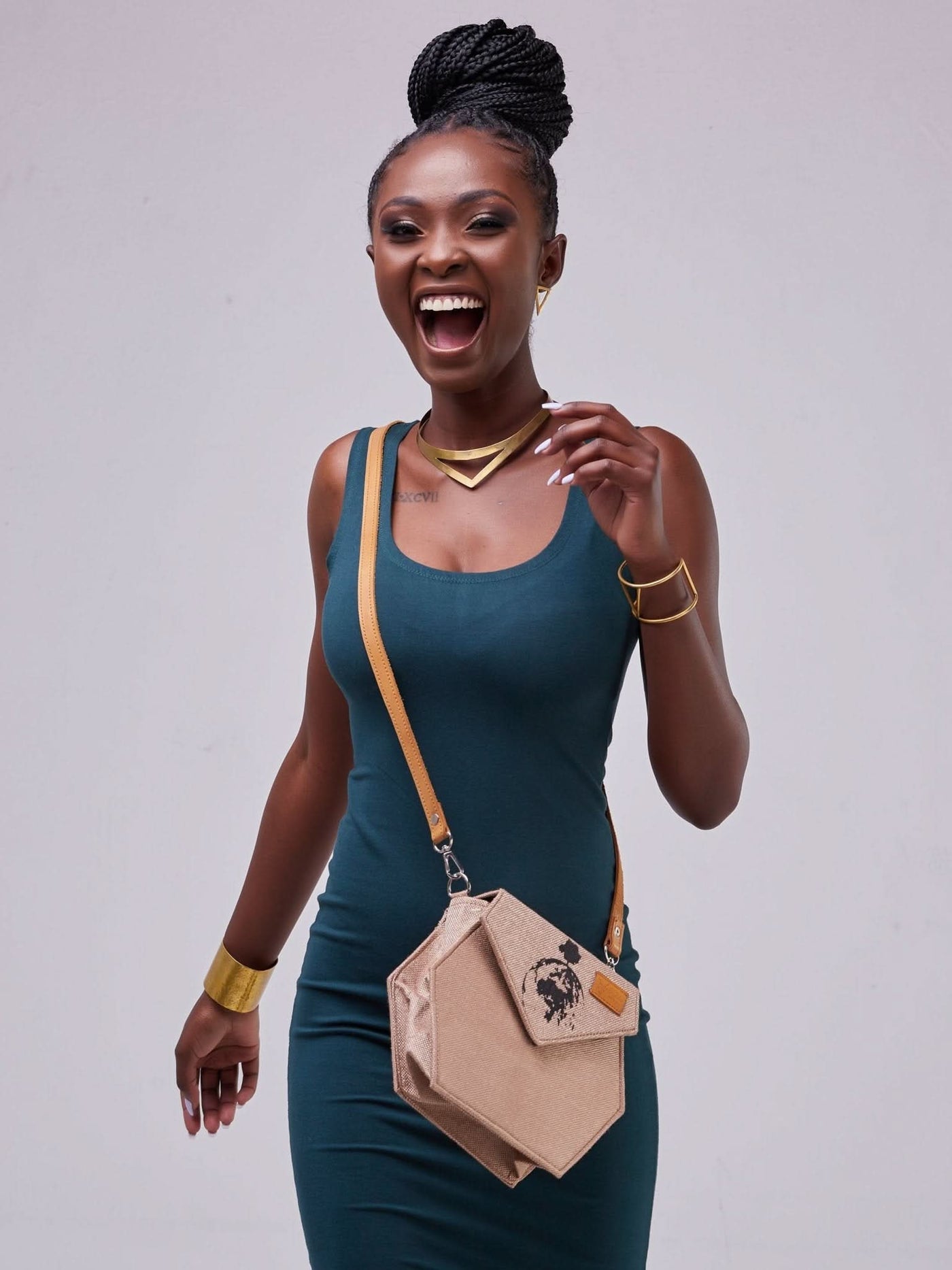 Kuldra Mugure Tous Mama Africa Sling Bag - Taupe - Shopzetu