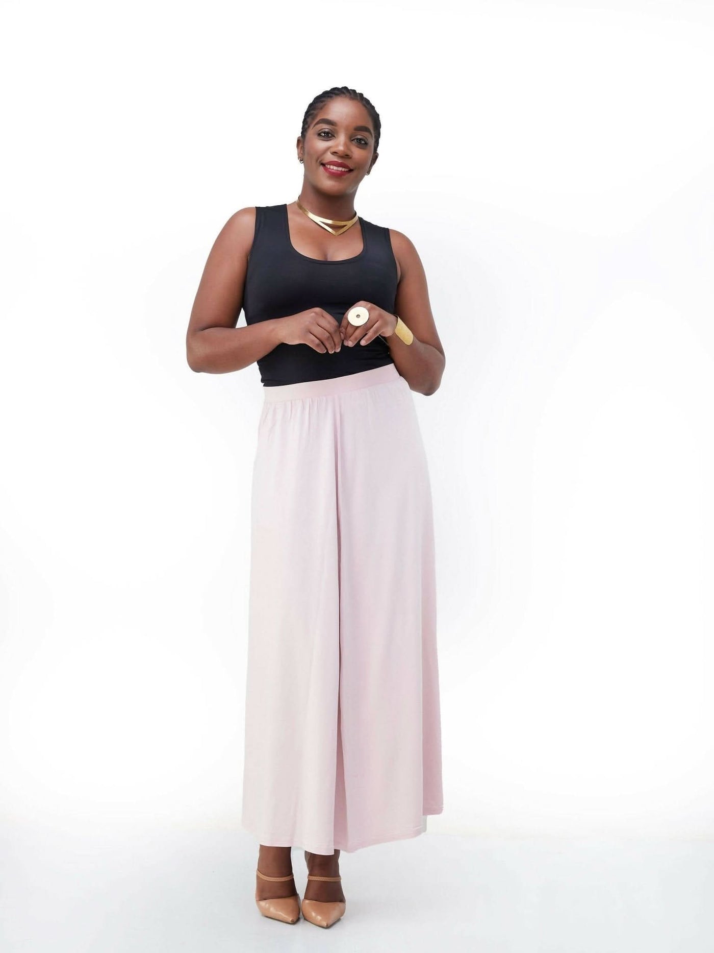 Hessed Maxi Wide Skirt - Pink - Shopzetu