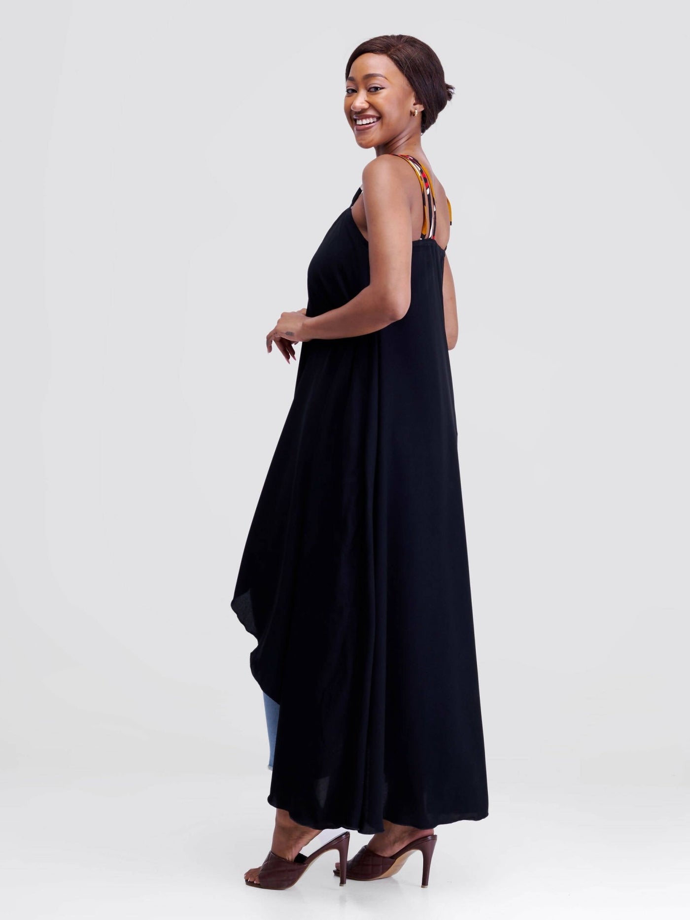 Smash By Kaly Triple Strapped Wrap Chiffon Dress Top - Black - Shopzetu