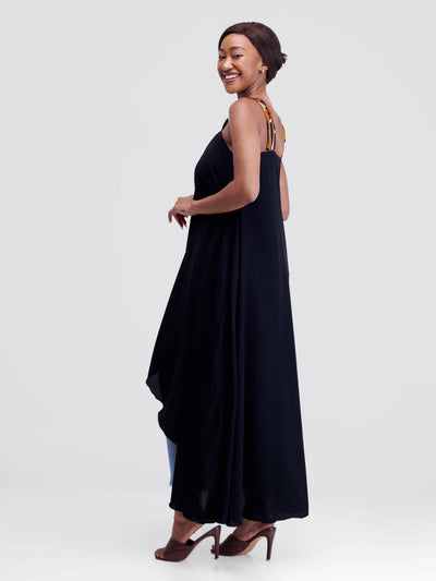 Smash By Kaly Triple Strapped Wrap Chiffon Dress Top - Black - Shopzetu