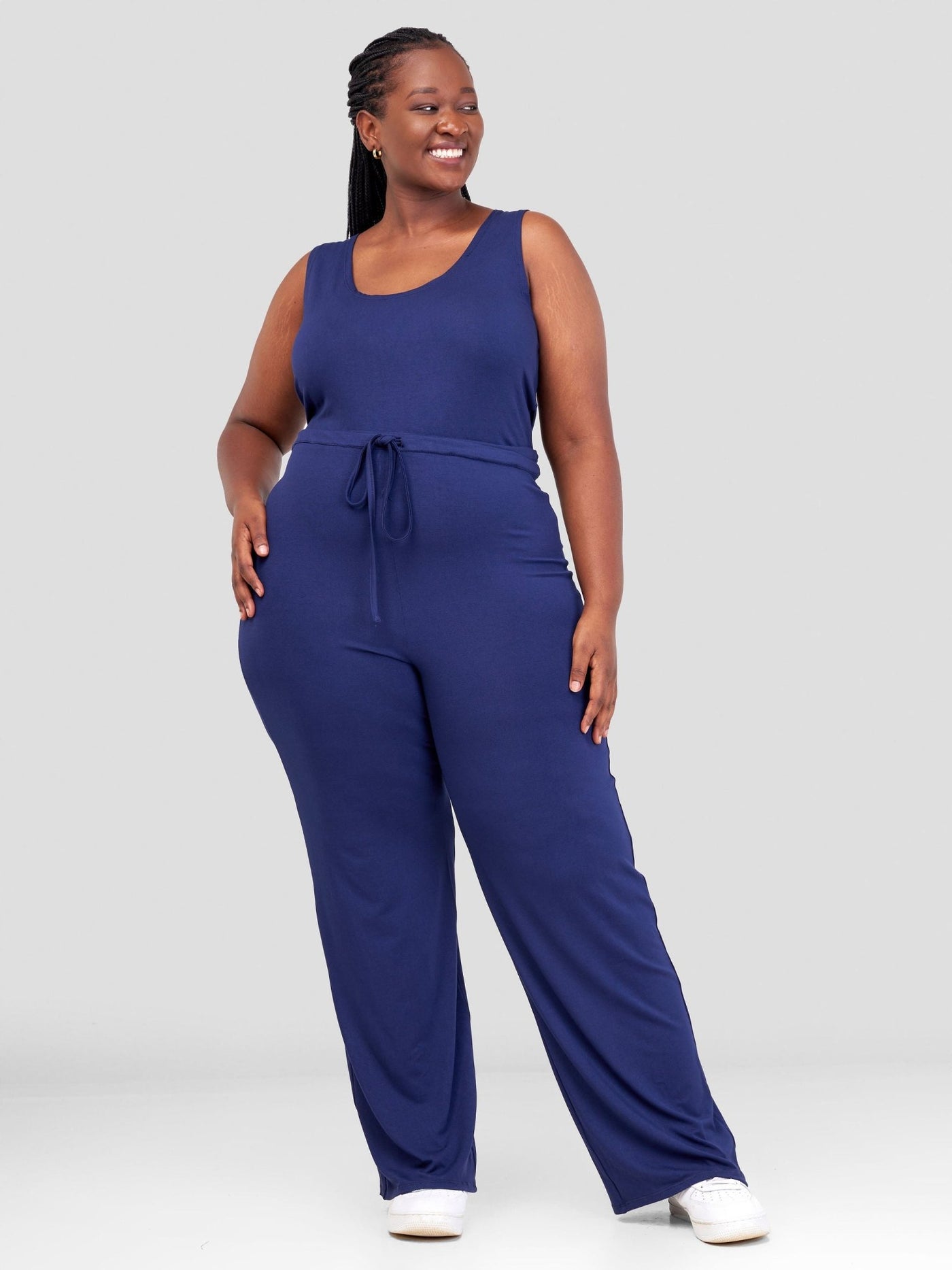 Vivo Jira Scoop Neck Jumpsuit - Navy Blue - Shopzetu