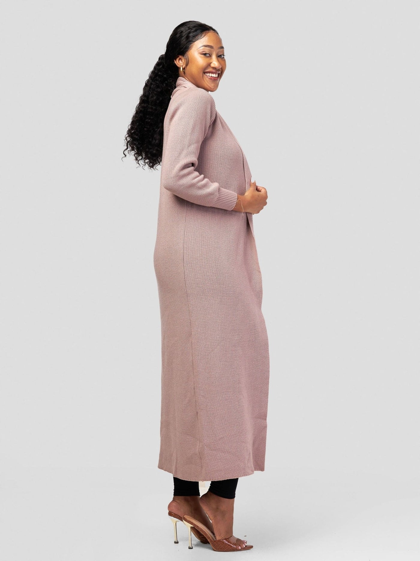 Vivo Long Sleeve Maxi Waterfall - Light Taupe - Shopzetu