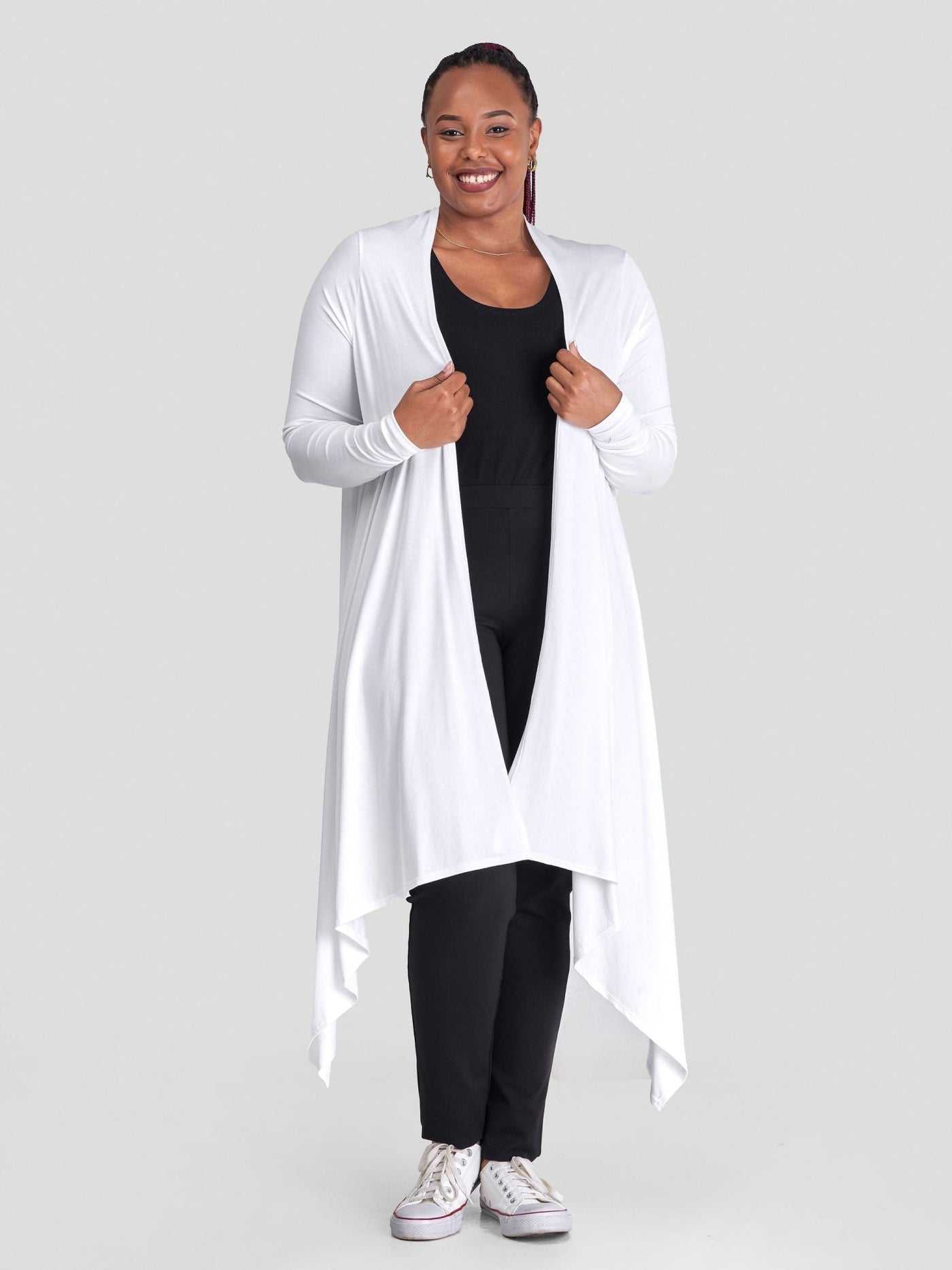 Vivo Basic Long Sleeve Cascade Waterfall - White - Shopzetu