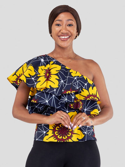 Vivo Naya One Shoulder Flounce Top - Alizeti - Shopzetu