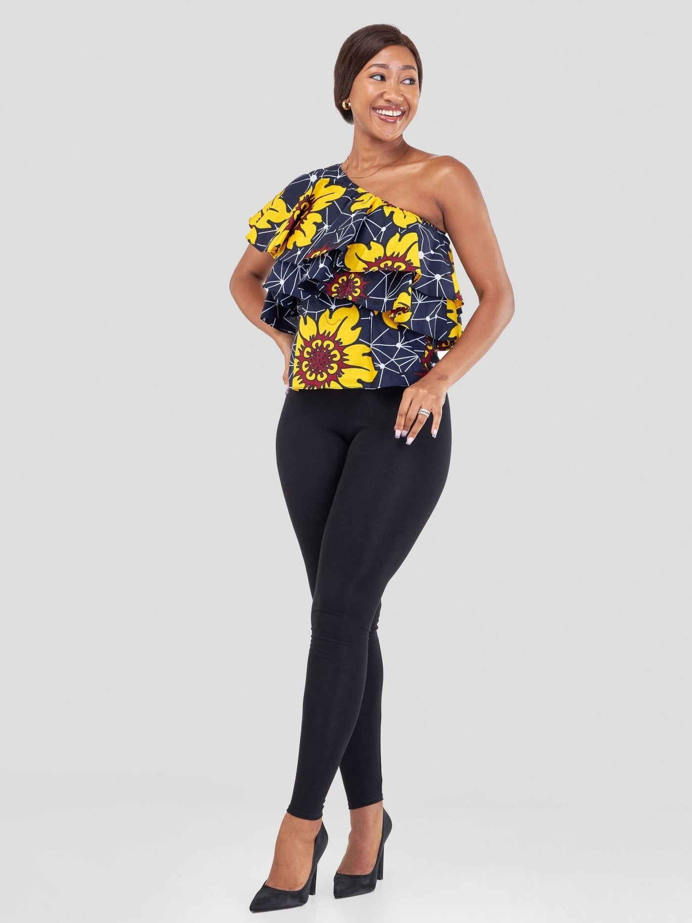 Vivo Naya One Shoulder Flounce Top - Alizeti - Shopzetu