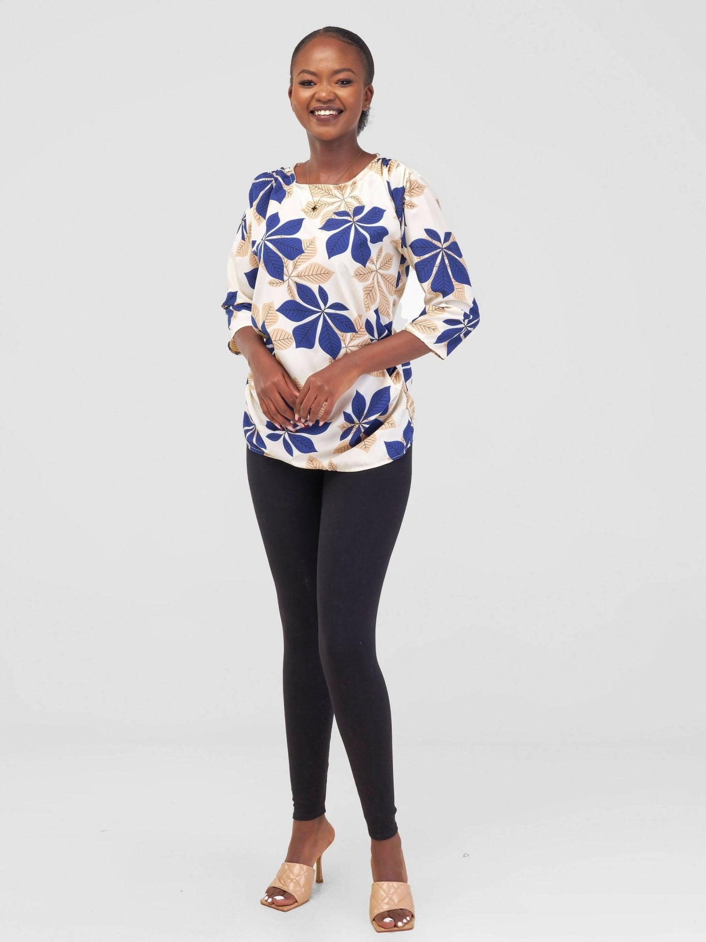 Timyt Urban Wear- Flora Chic Quarter Sleeved Top - Floral - Shopzetu