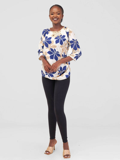 Timyt Urban Wear- Flora Chic Quarter Sleeved Top - Floral - Shopzetu