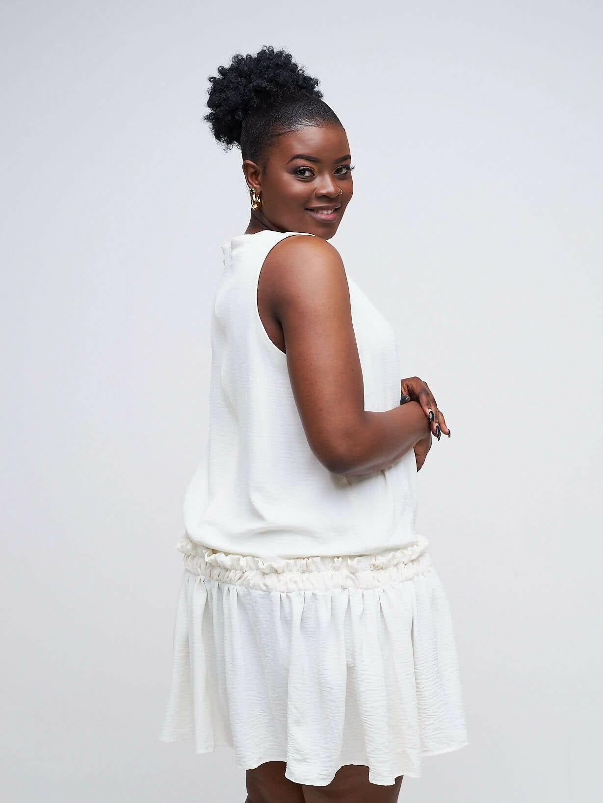 Simbaress Pierra Shift Dress - Cream - Shopzetu