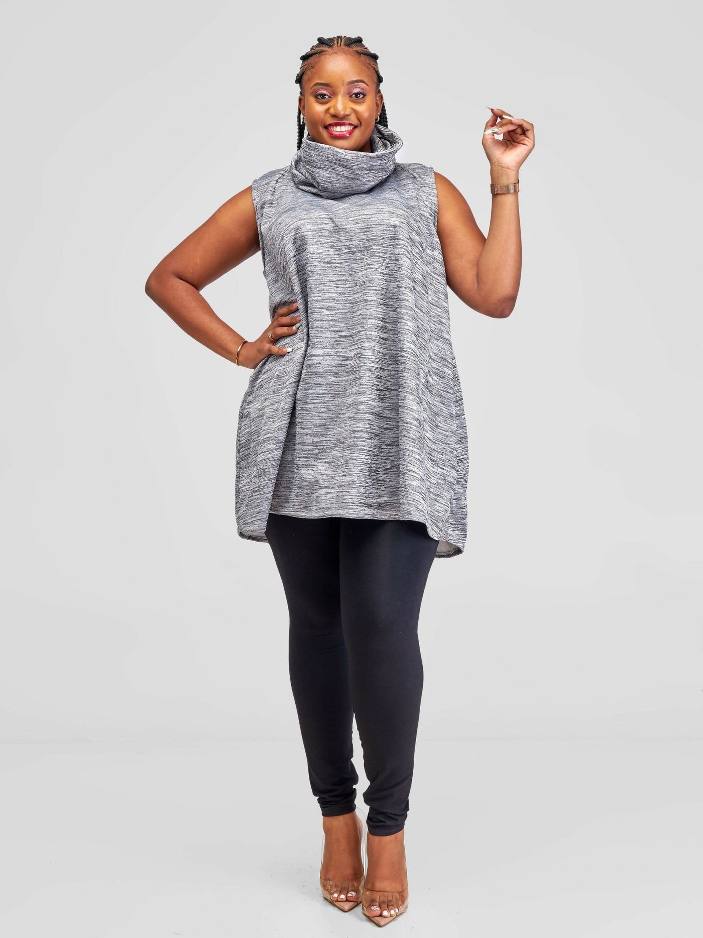 TIMYT Urban Wear Breeze Chic Poncho - Grey - Shopzetu