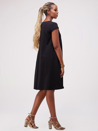 Vivo Basic Kena Tent Knee Length Dress - Black - Shopzetu