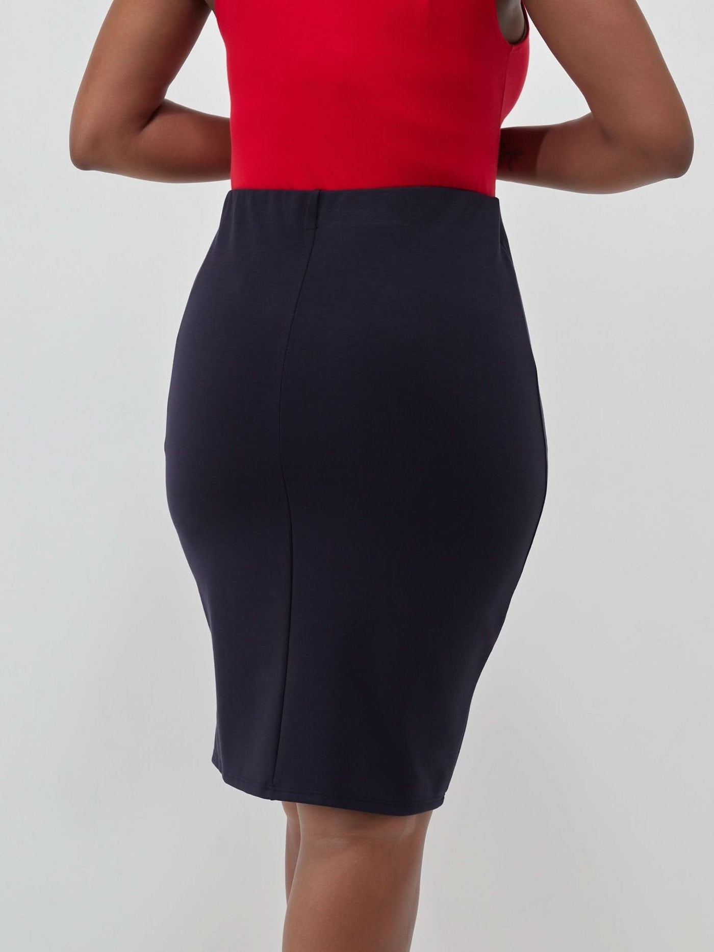 Vivo Basic Pencil Skirt - Navy Blue - Shopzetu