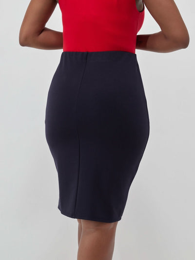 Vivo Basic Pencil Skirt - Navy Blue - Shopzetu