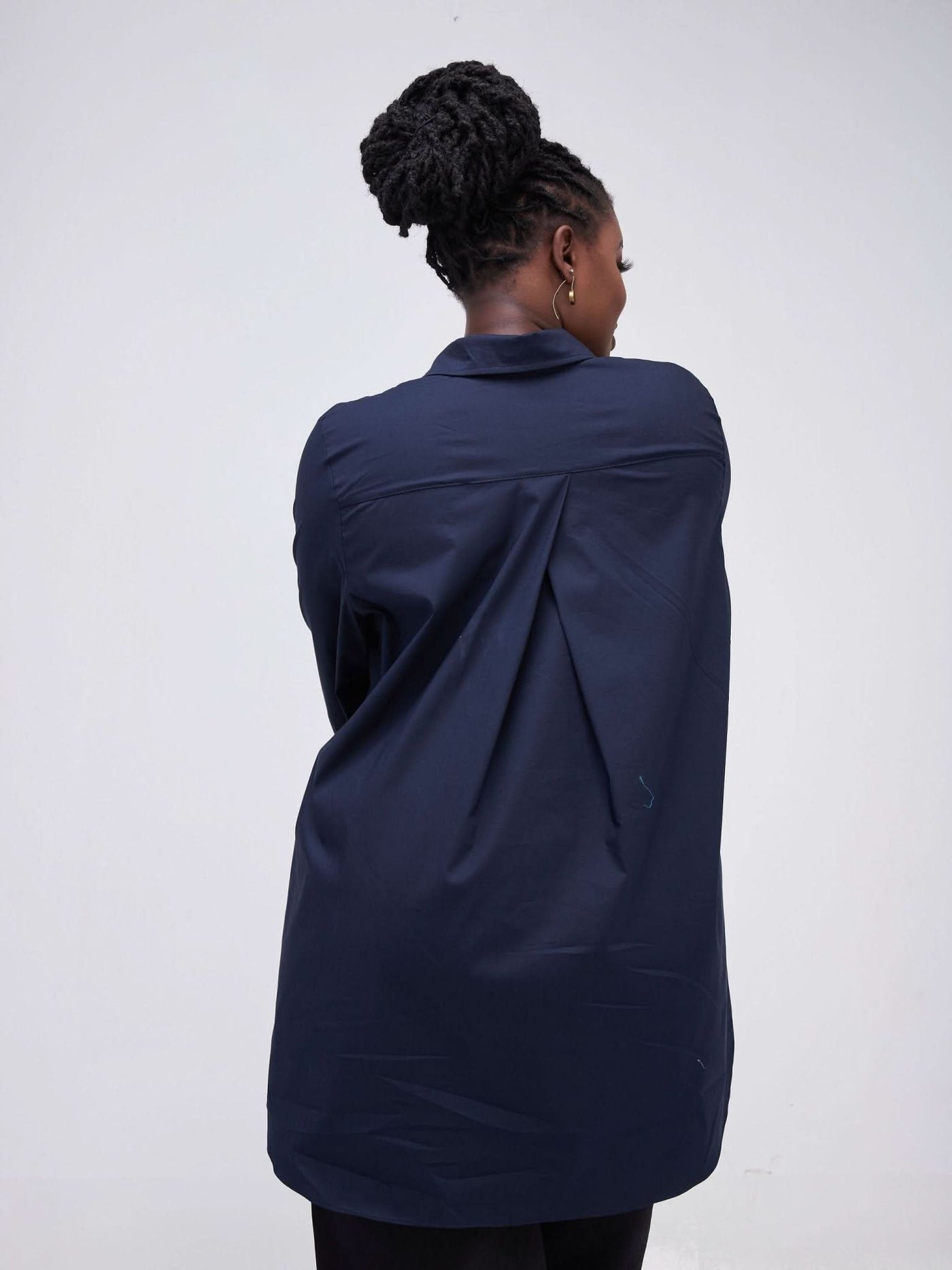 Safari Kaya Long Sleeve Collar Shirt - Navy - Shopzetu
