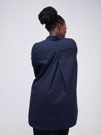 Safari Kaya Long Sleeve Collar Shirt - Navy - Shopzetu