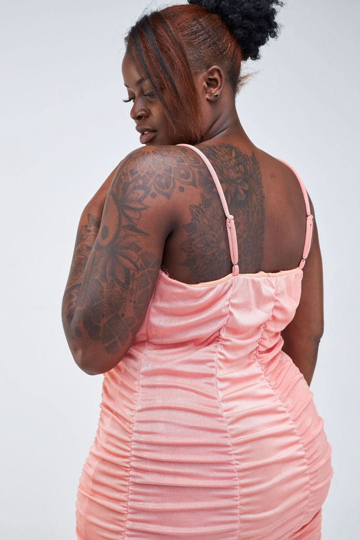 Popular 21 Spaghetti-Strap V-Neck Dress - Coral Haze - Shopzetu