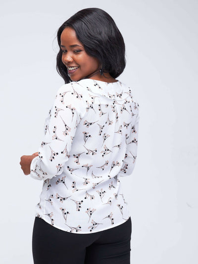 The Fashion Frenzy Floral Blouse - White - Shopzetu