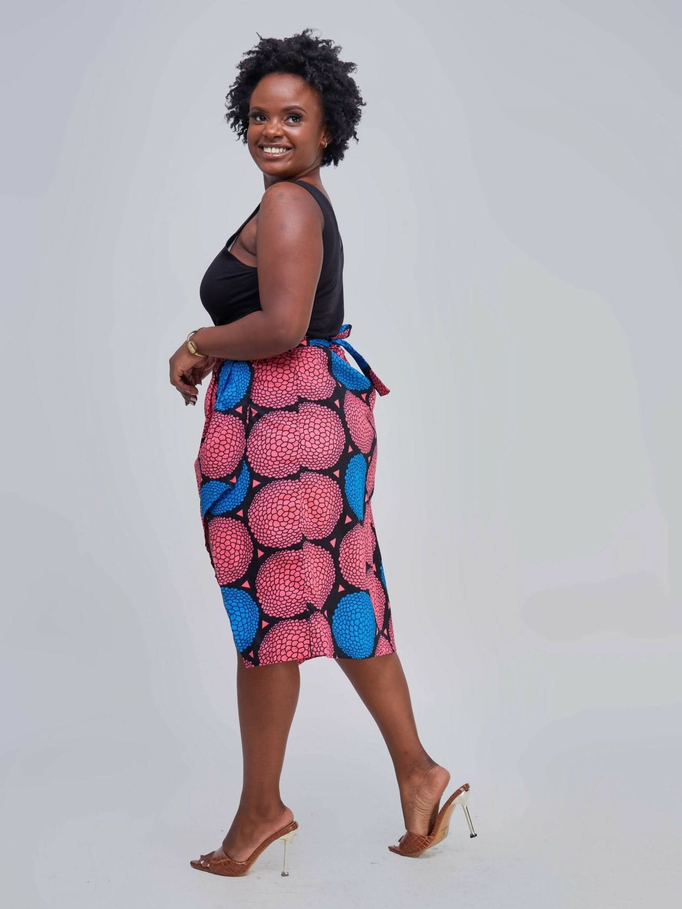Vazi Afriq Ankara Wrap Skirt - Pink / Blue - Shopzetu