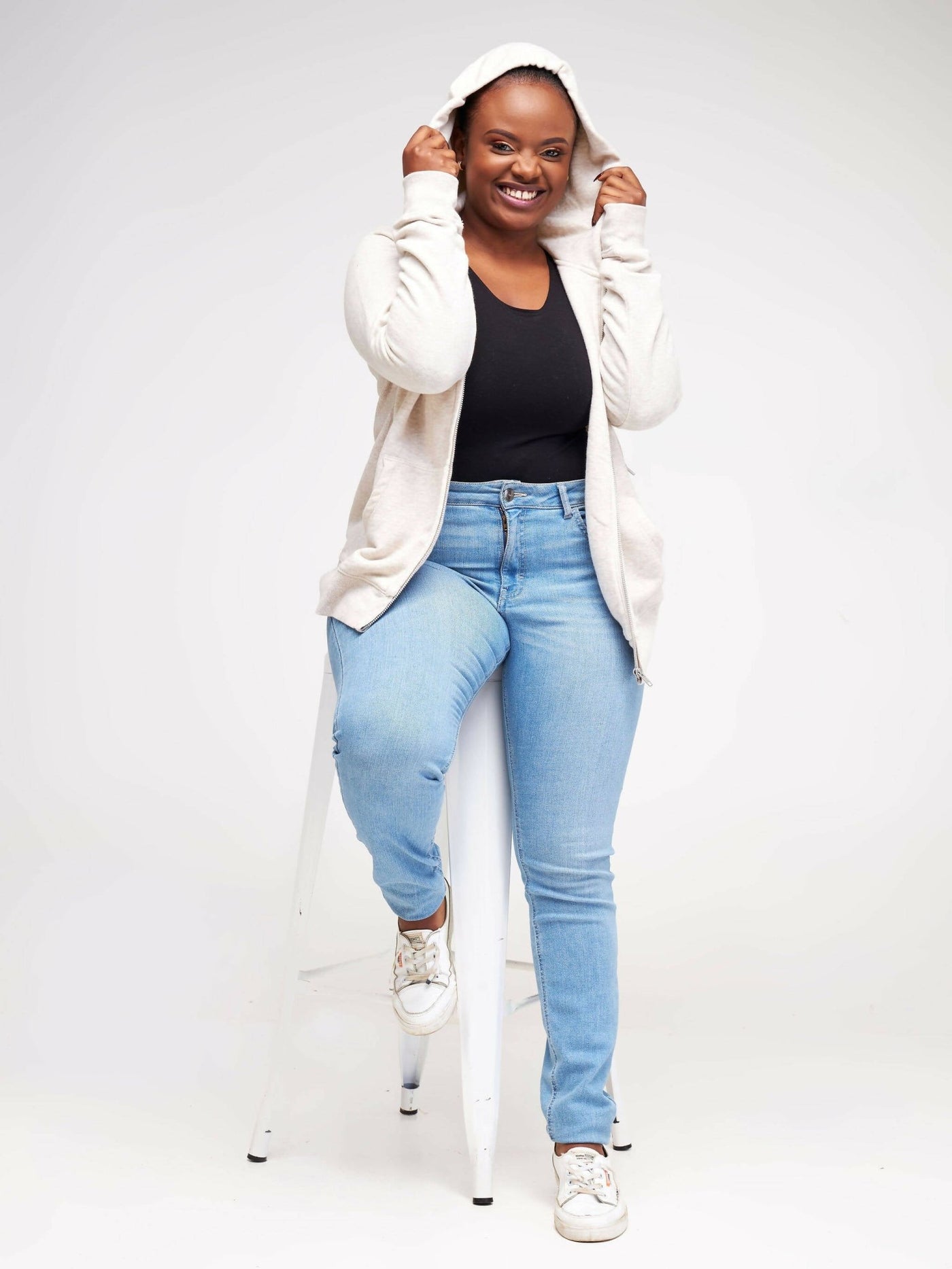 Hessed Zip Up Unisex Hoodies - White - Shopzetu