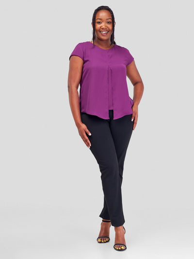 Vivo Amara Cap Sleeve Layered Top - Purple - Shopzetu