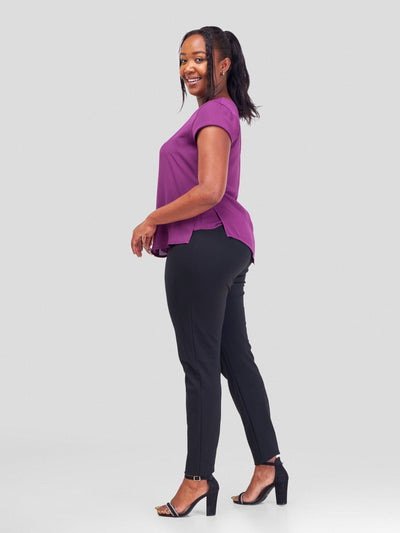 Vivo Amara Cap Sleeve Layered Top - Purple - Shopzetu