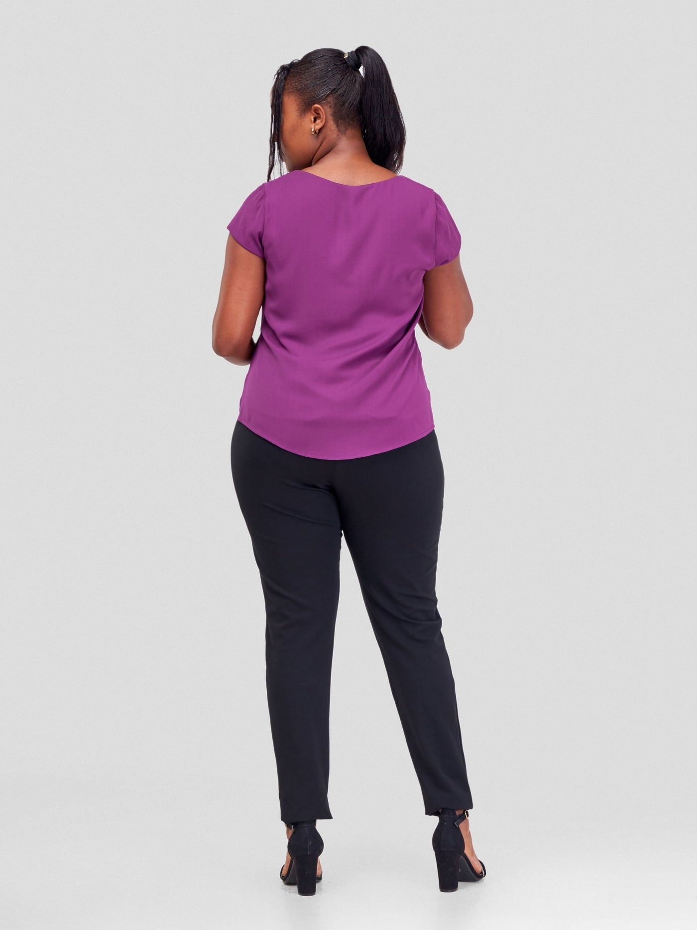 Vivo Amara Cap Sleeve Layered Top - Purple - Shopzetu